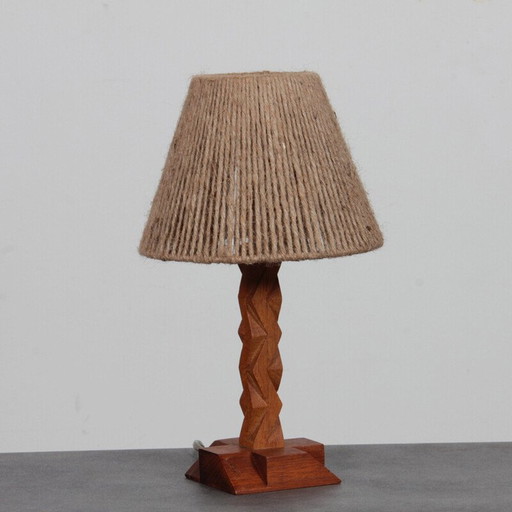 Vintage lamp van hout en touw, 1960