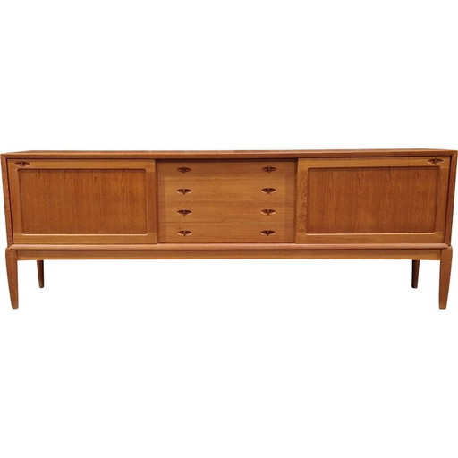Vintage dressoir in massief teakhout en teakfineer van Henry Walter Klein, Denemarken 1960