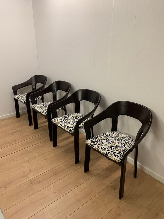 Image 1 of Set van 4 vintage stoelen met jacquard stof , 1970