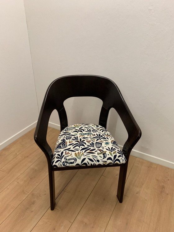 Image 1 of Set van 4 vintage stoelen met jacquard stof , 1970