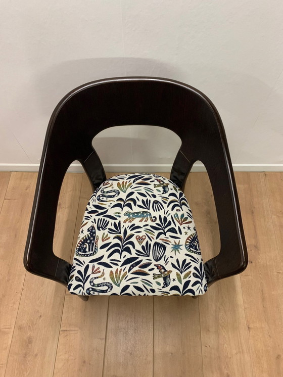 Image 1 of Set van 4 vintage stoelen met jacquard stof , 1970