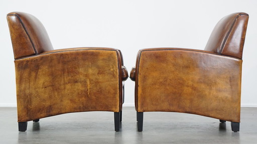 2 X Armchair Gemaakt Van Schapenleer 