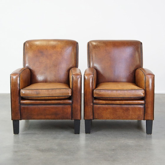 Image 1 of 2 X Armchair Gemaakt Van Schapenleer 