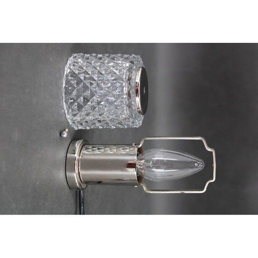 Paar vintage glazen bedlampjes van Kamenicky Senov, Tsjecho-Slowakije 1970