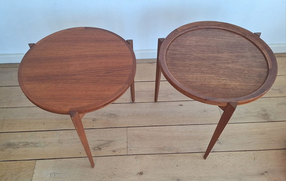 Image 1 of Twee Teak Tafeltjes Met Dienblad (Sika Møbler)