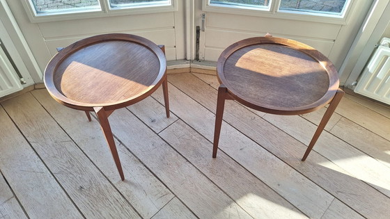 Image 1 of Twee Teak Tafeltjes Met Dienblad (Sika Møbler)