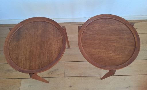 Twee Teak Tafeltjes Met Dienblad (Sika Møbler)