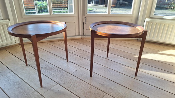 Image 1 of Twee Teak Tafeltjes Met Dienblad (Sika Møbler)