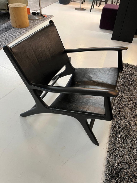 Image 1 of Lederen Stoel Met Leuning