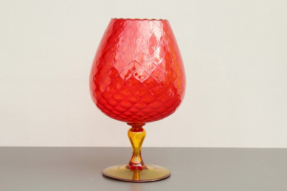 Image 1 of Grote robijnrode glazen vaas, Mid Century