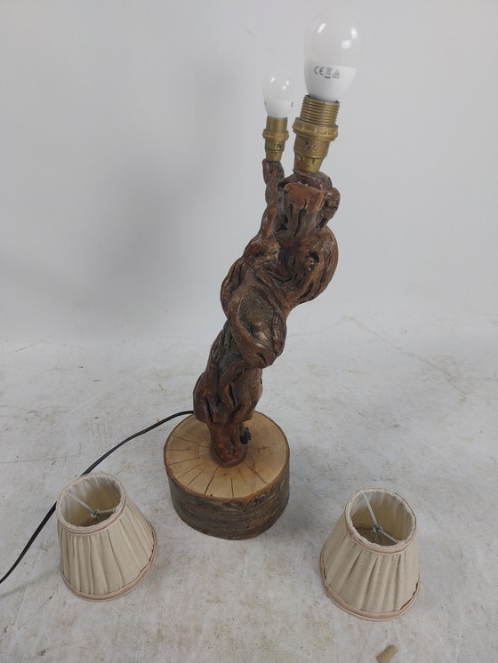 Image 1 of 1 X Brutalistische Franse Tafellamp Uit Druivenrank 1970'S 