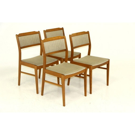 Set van 4 vintage stoelen van beukenhout en stof, Zweden 1960
