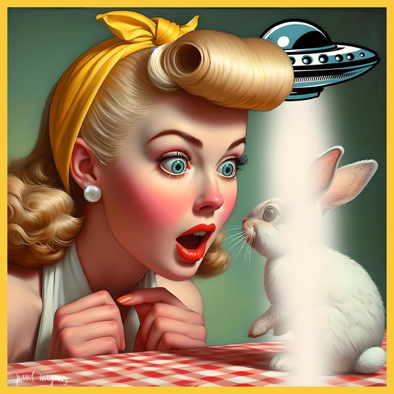 Image 1 of Paul Megens AI - 'The bunny abduction'