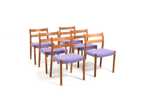 Stoelen mod.84 van Niels Otto (N. O.) Møller voor J.L. Møllers, jaren 1960, Set van 6