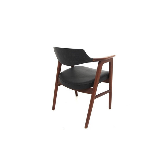 Image 1 of Vintage teakhouten en kunstlederen fauteuil van Erik Kirkegaard, Zweden 1960