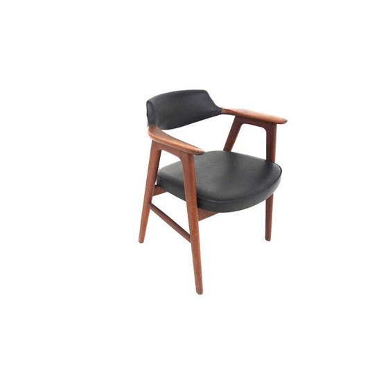 Image 1 of Vintage teakhouten en kunstlederen fauteuil van Erik Kirkegaard, Zweden 1960