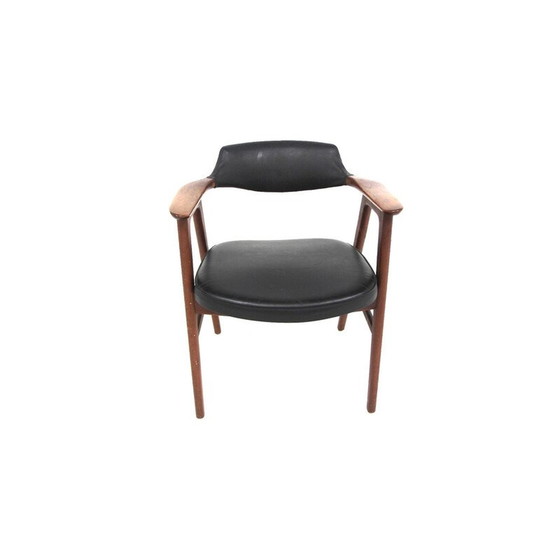 Image 1 of Vintage teakhouten en kunstlederen fauteuil van Erik Kirkegaard, Zweden 1960