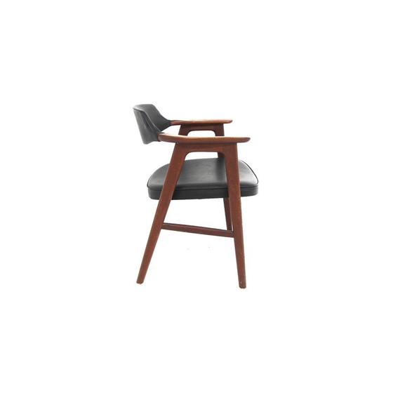 Image 1 of Vintage teakhouten en kunstlederen fauteuil van Erik Kirkegaard, Zweden 1960