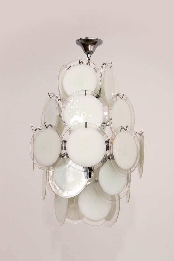 Image 1 of Vintage Italian Murano Glass Chandelier By Vistosi, 1960