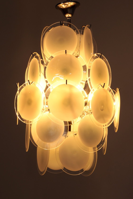 Image 1 of Vintage Italian Murano Glass Chandelier By Vistosi, 1960