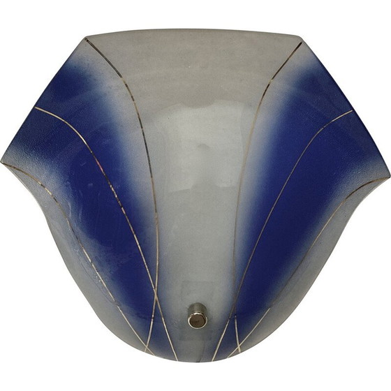 Image 1 of Vintage blauwe glazen wandlamp, 1950