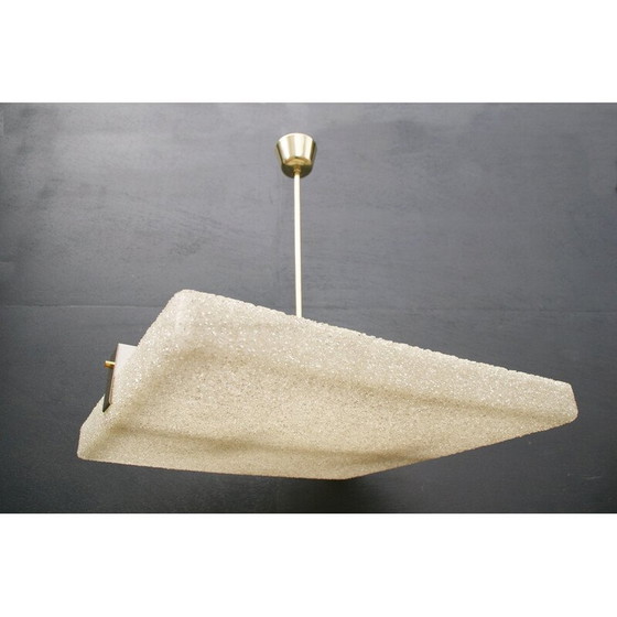 Image 1 of Vintage vierkante hanglamp van messing en acrylglas