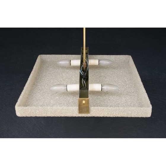 Image 1 of Vintage vierkante hanglamp van messing en acrylglas