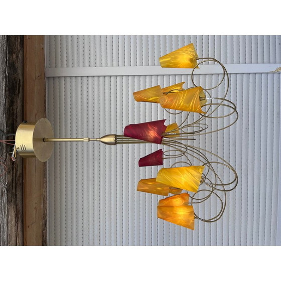 Image 1 of Vintage verguld metalen hanglamp van Maison le Dauphin, 1990