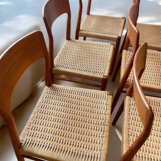 6x Teakhouten Stoelen H. Kjærnulf Deense Vintage Stoelen Kai Kristiansen