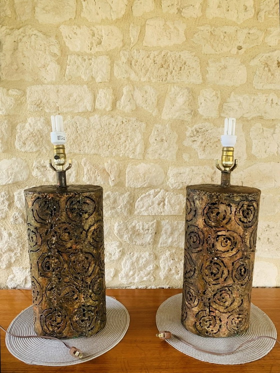 Image 1 of Brutalistische tafellampen van Irv Bramberg, jaren 1960, set van 2