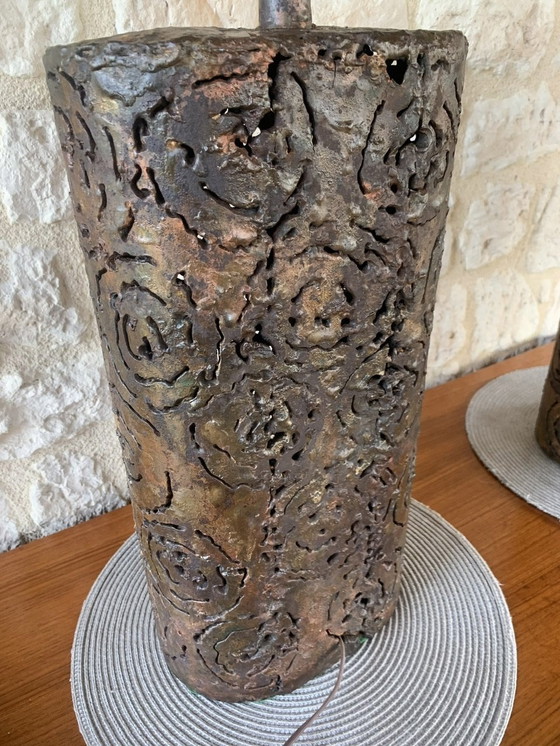 Image 1 of Brutalistische tafellampen van Irv Bramberg, jaren 1960, set van 2