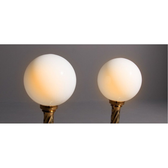 Image 1 of Vintage gouden bollampen, 4 stuks door Hollywood Regency