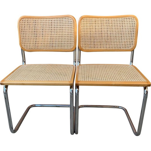 Paar Mid Century Cesca stoelen van Marcel Breuer