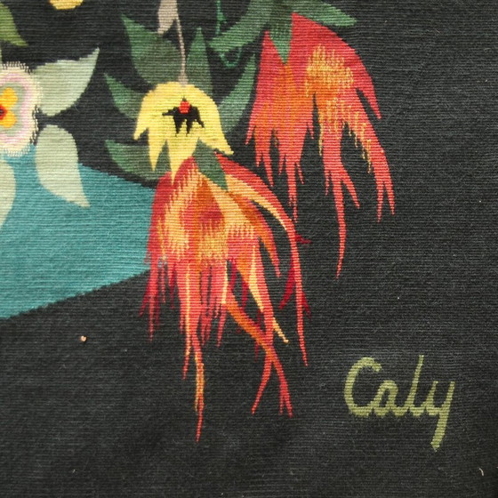 Image 1 of Vintage Aubusson wandkleed met bloemdecoratie