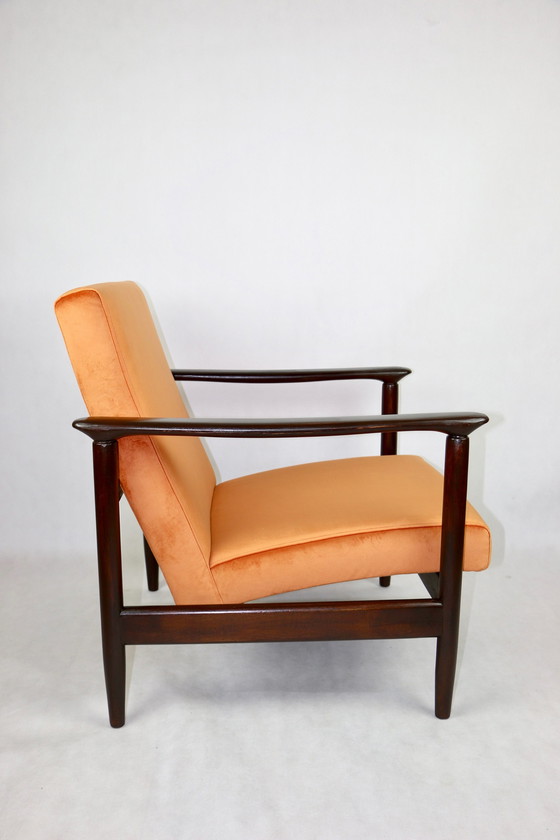 Image 1 of Gfm-142 Lounge Stoel In Oranje Fluweel Van Edmund Homa, 1970S - Set Van 2 Fauteuils