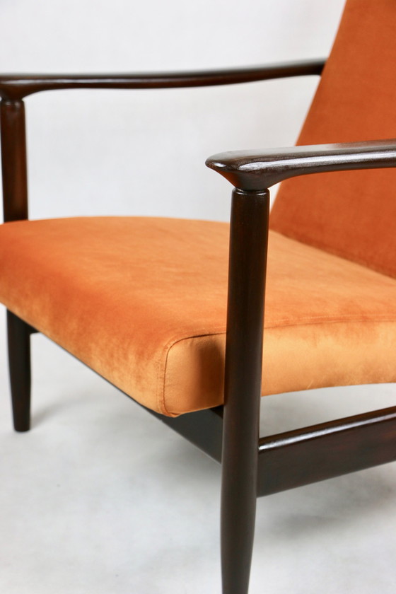 Image 1 of Gfm-142 Lounge Stoel In Oranje Fluweel Van Edmund Homa, 1970S - Set Van 2 Fauteuils