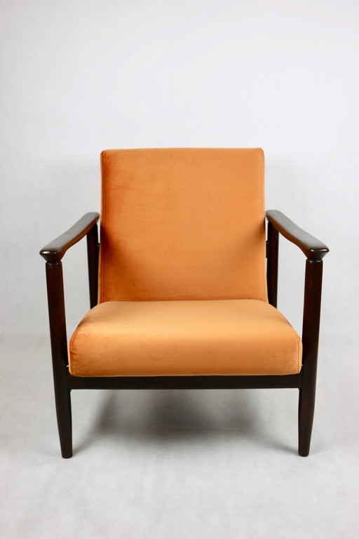 Gfm-142 Lounge Stoel In Oranje Fluweel Van Edmund Homa, 1970S - Set Van 2 Fauteuils