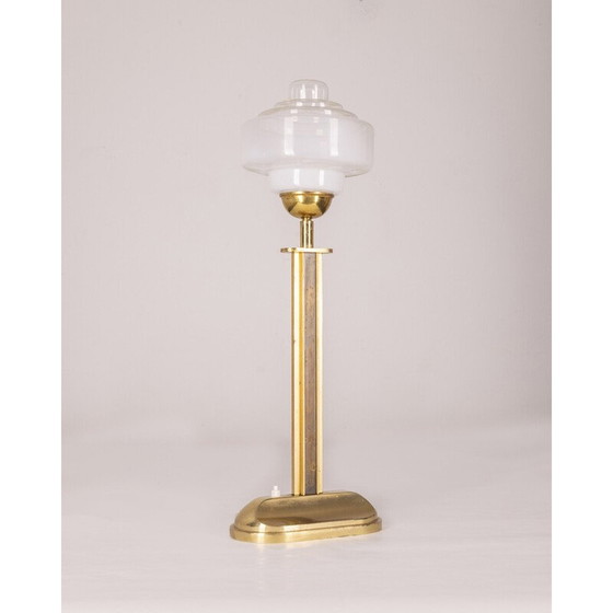 Image 1 of Vintage tafellamp van verguld messing en glas, Italië 1960