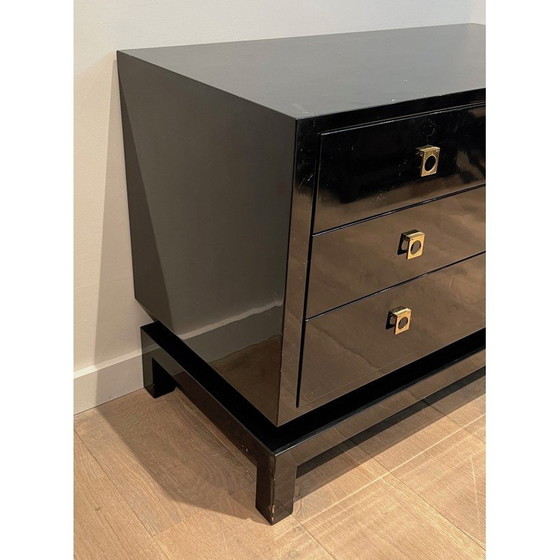 Image 1 of Vintage zwart gelakte ladekast van Guy Lefèvre voor Maison Jansen, 1970