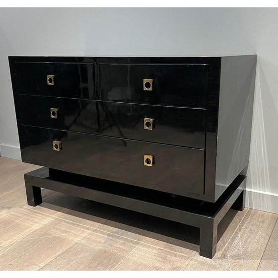 Image 1 of Vintage zwart gelakte ladekast van Guy Lefèvre voor Maison Jansen, 1970
