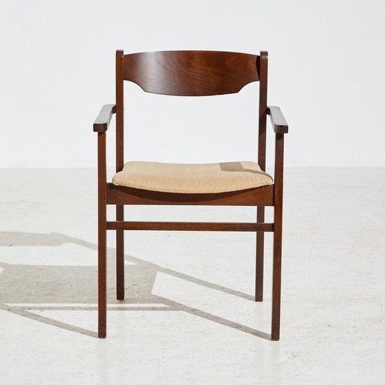 Image 1 of Vintage eikenhouten fauteuil met stoffen bekleding, jaren 1990