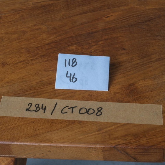 Image 1 of Mid-century Nederlandse octangonale Brutalistisch eiken salontafel, België 1970