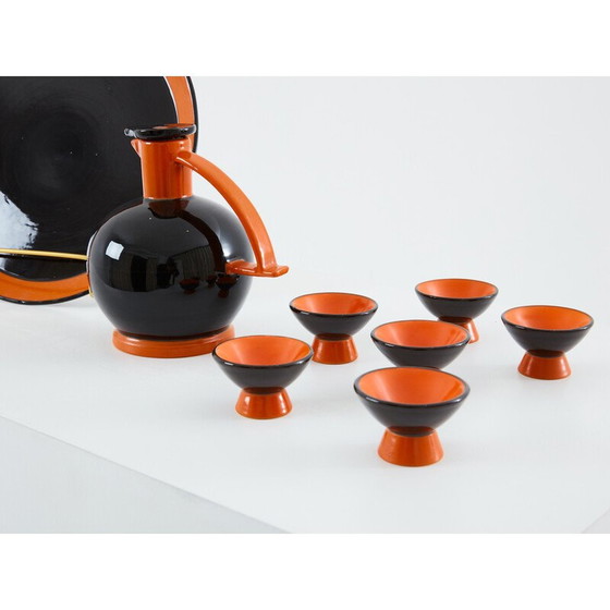 Image 1 of Vintage keramische drankkist door Dante Baldelli voor Rometti Umbertide, Italië 1930