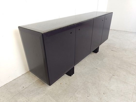 Image 1 of Vintage donkerblauw dressoir