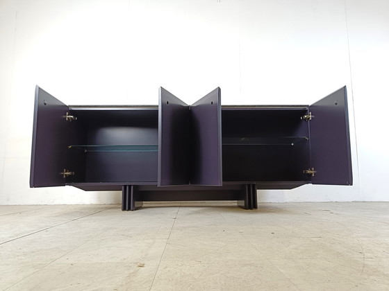 Image 1 of Vintage donkerblauw dressoir