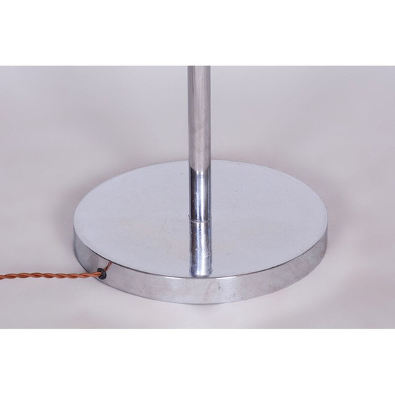 Image 1 of Vintage Bauhaus vloerlamp in perkament en chroom, Tsjechië 1920