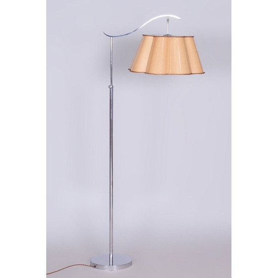 Image 1 of Vintage Bauhaus vloerlamp in perkament en chroom, Tsjechië 1920