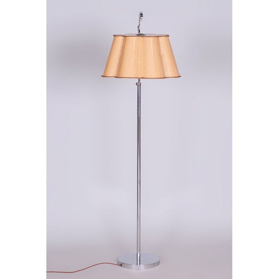 Image 1 of Vintage Bauhaus vloerlamp in perkament en chroom, Tsjechië 1920
