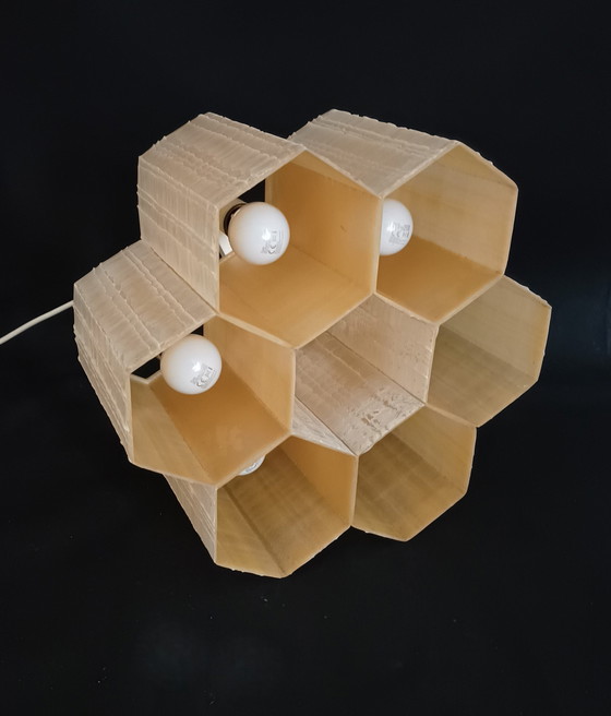 Image 1 of Zestiger Jaren Hanglamp Met Fiberglas Honingraat Kelken 