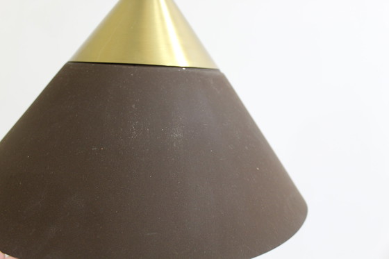 Image 1 of Vintage metalen hanglamp - Honsel Leuchten, jaren, '70 bruin, goud